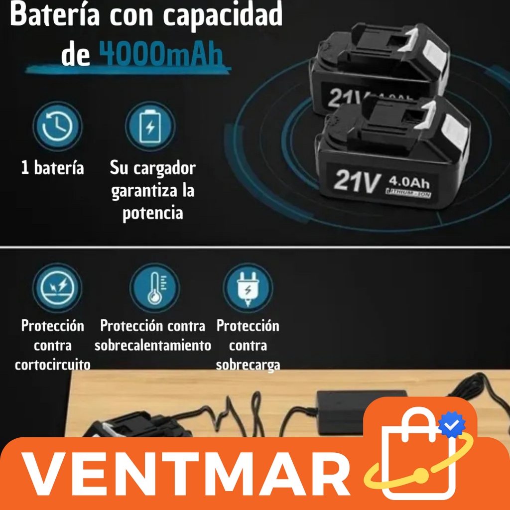 2 en 1 Atornillador Percutor 21V + Amoladora