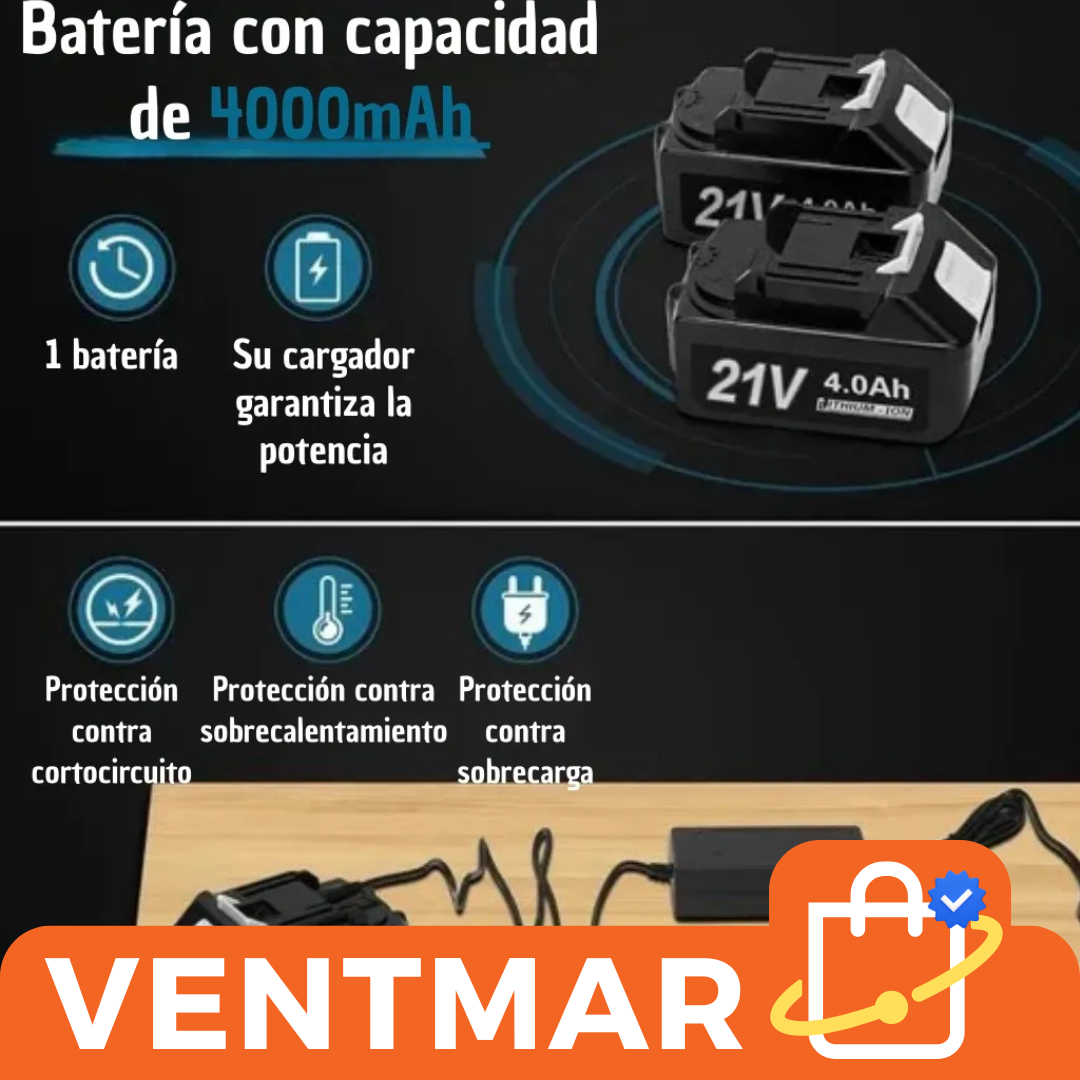 2 en 1 Atornillador Percutor 21V + Amoladora