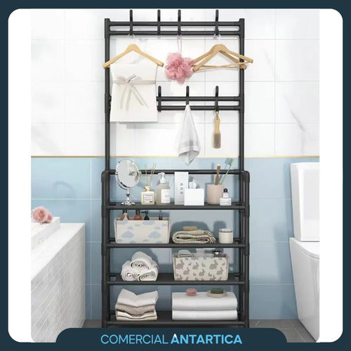 Rack Perchero Zapatero 4 Niveles Negro