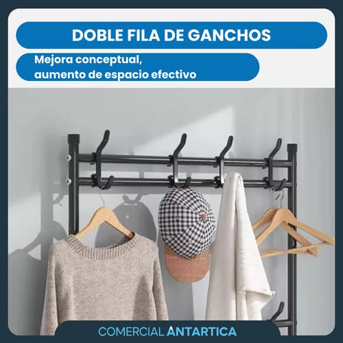 Rack Perchero Zapatero 4 Niveles Negro