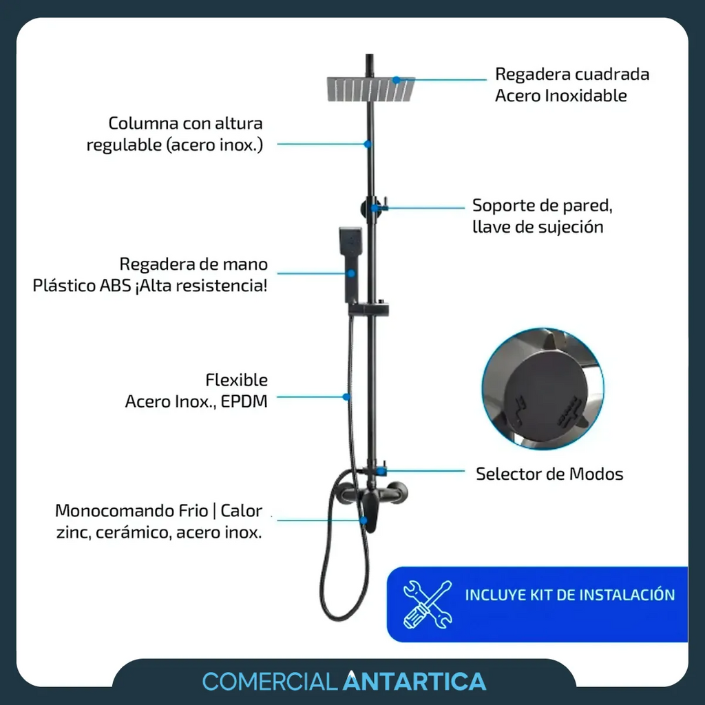 Columna de Ducha Exterior Negra