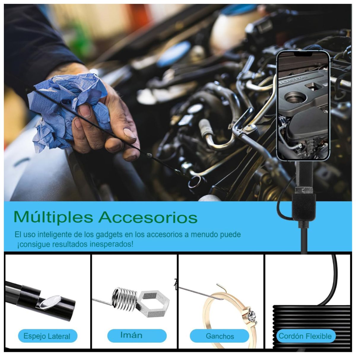 Cámara Endoscopio USB Triple Interfaz 5M