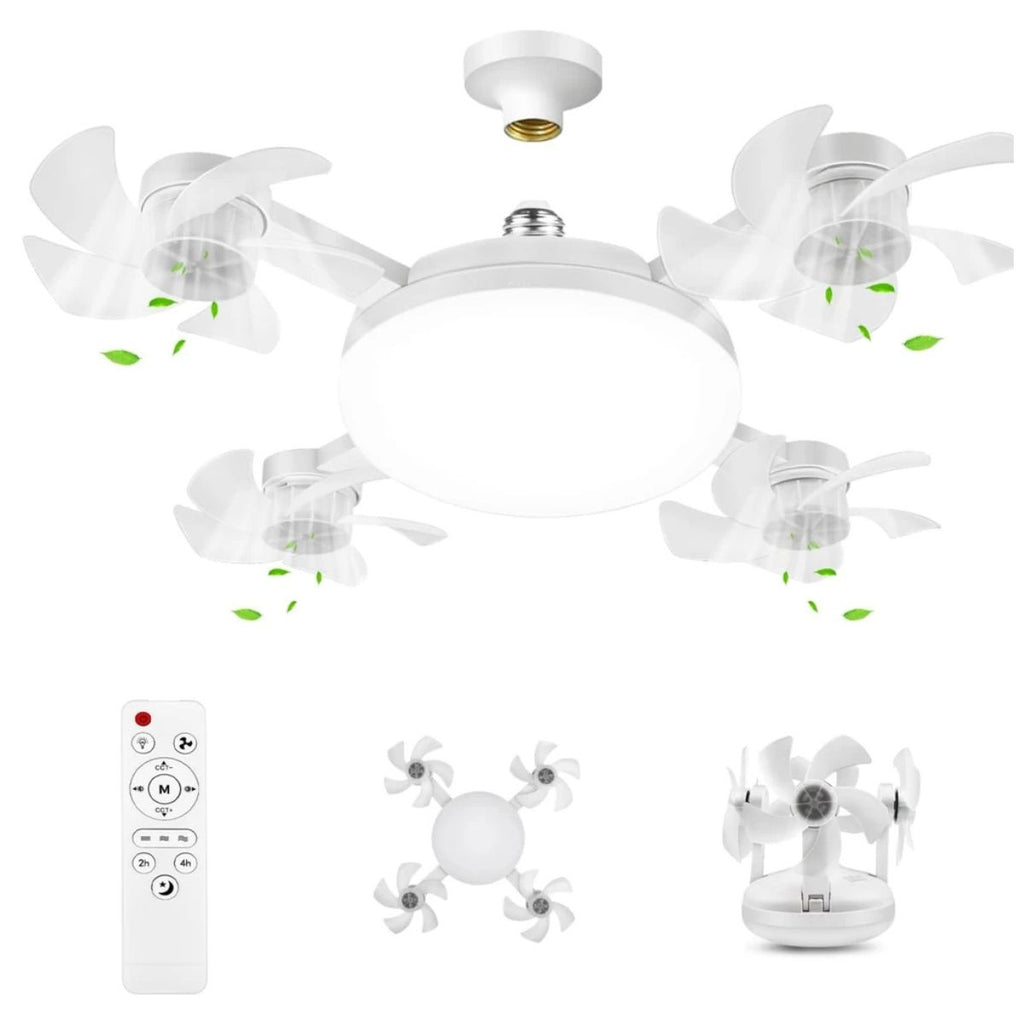 x4 Mini Ventilador + Foco de Techo 60W