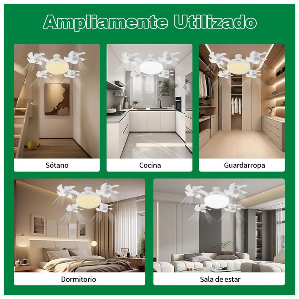 x4 Mini Ventilador + Foco de Techo 60W