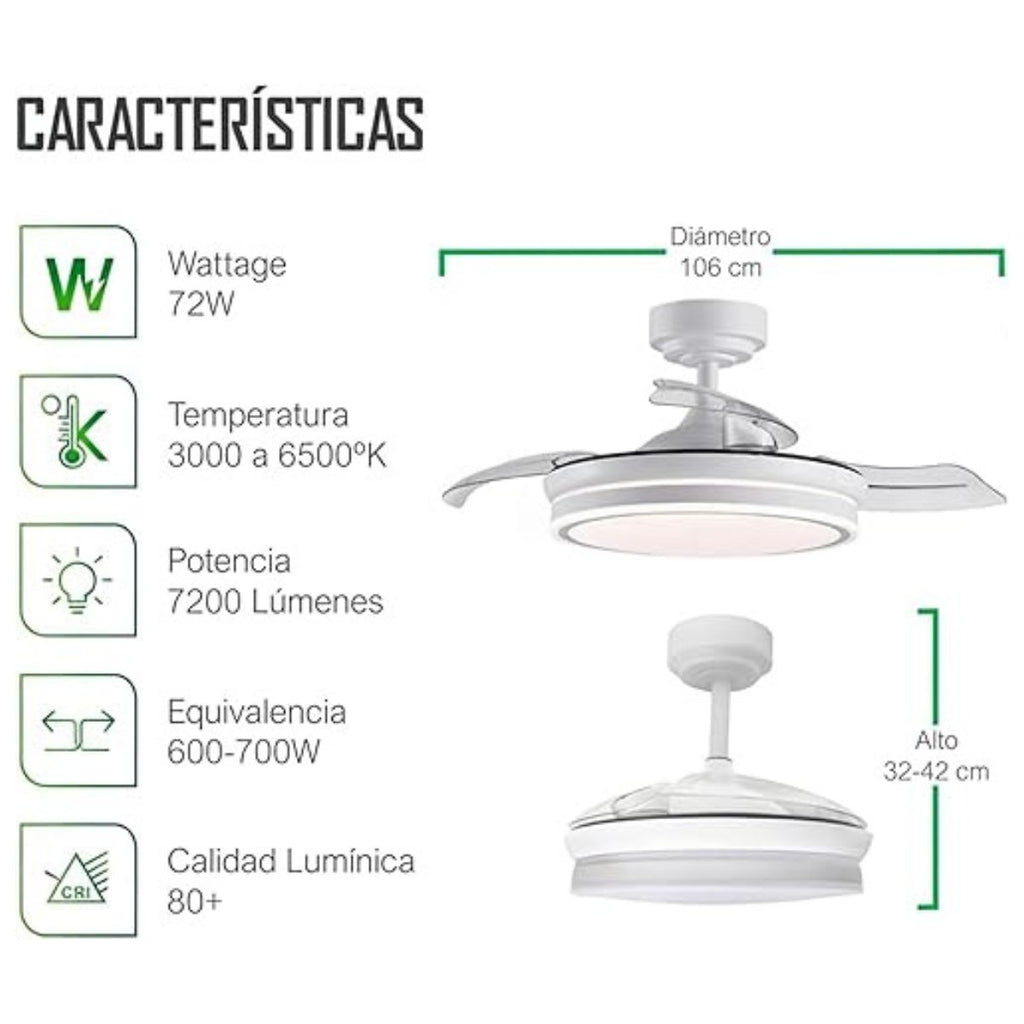 Ventilador Foco Techo con Control 48"